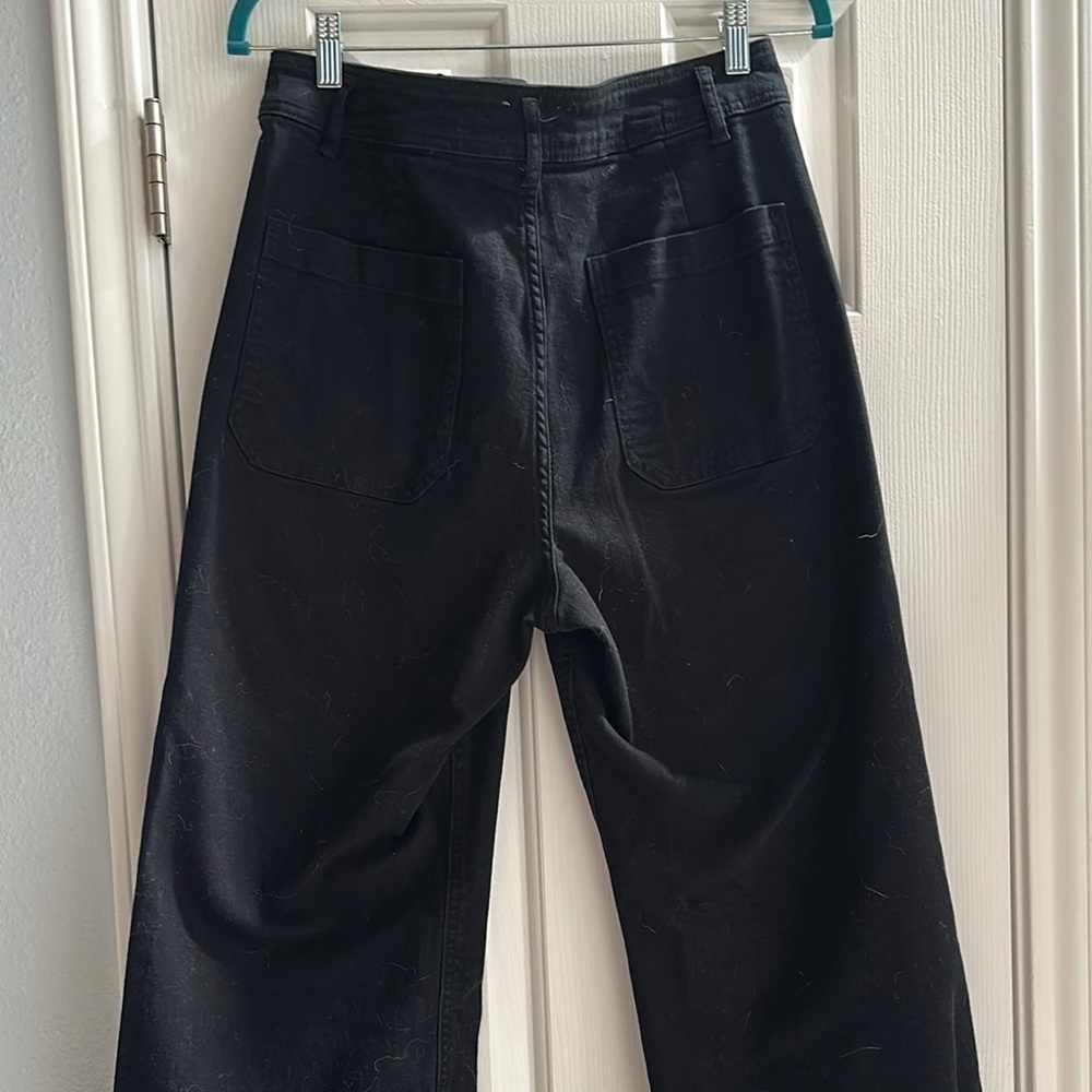 Every Wide Leg Raw Hem Cropped Denim in Black Women’s 14 Casual Trendy Classic - Picture 4 of 9